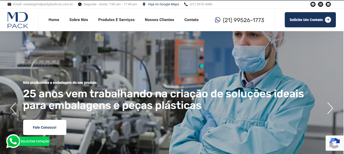 Exemplo de site institucional desenvolvido pela AJA